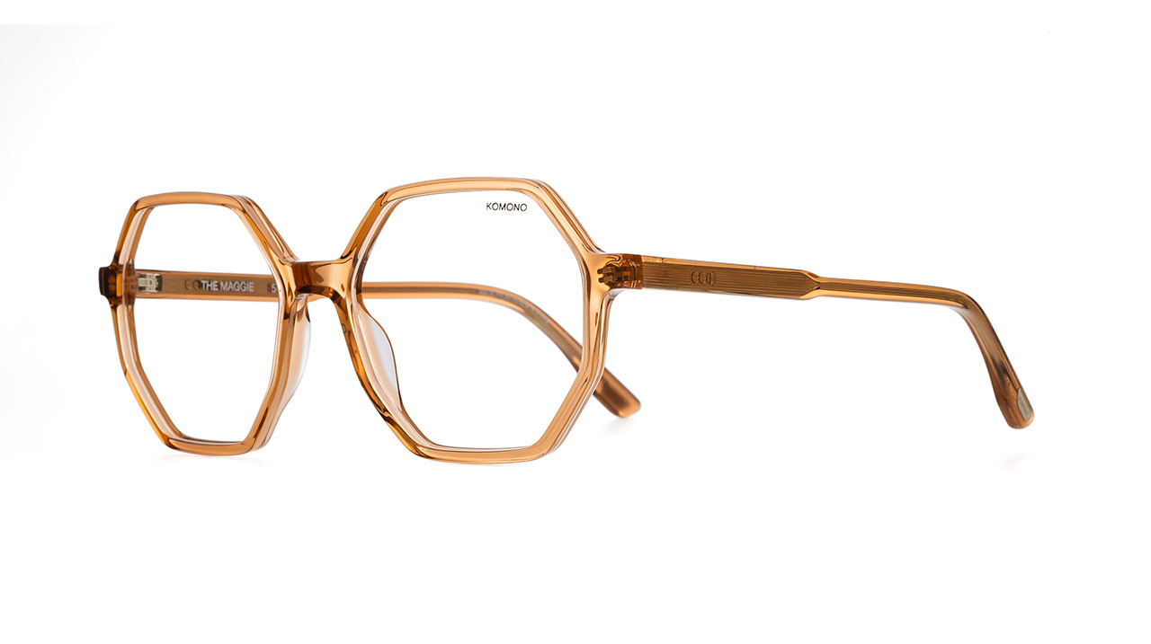 Paire de lunettes de vue Komono The maggie couleur pêche cristal - Côté à angle - Doyle