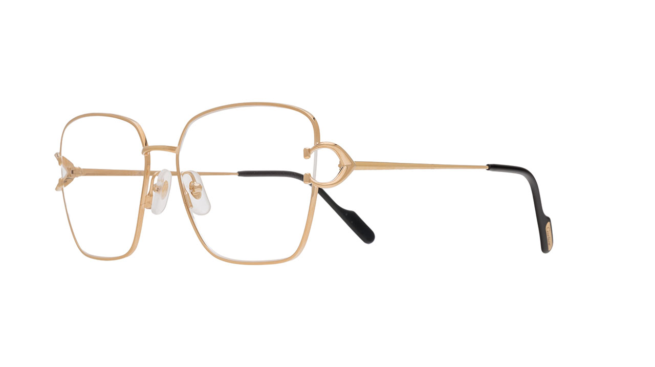 Paire de lunettes de vue Cartier Ct0486o couleur noir or - Côté à angle - Doyle