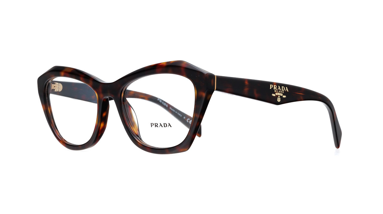 Paire de lunettes de vue Prada Pra20 couleur havane - Côté à angle - Doyle