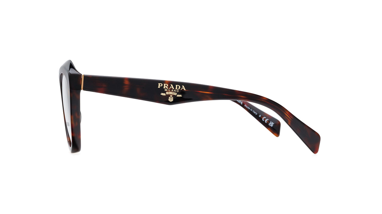 Paire de lunettes de vue Prada Pra20 couleur havane - Côté droit - Doyle