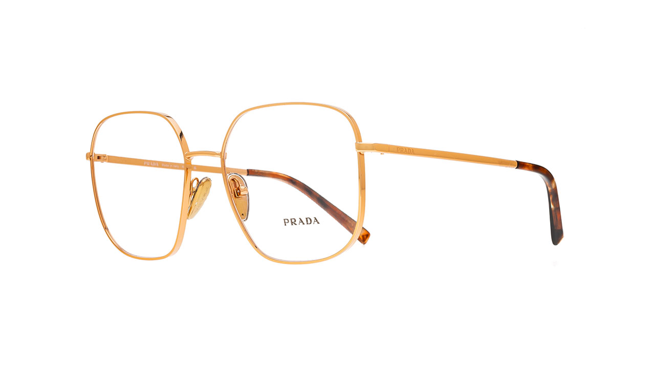 Paire de lunettes de vue Prada Pra59 couleur or - Côté à angle - Doyle