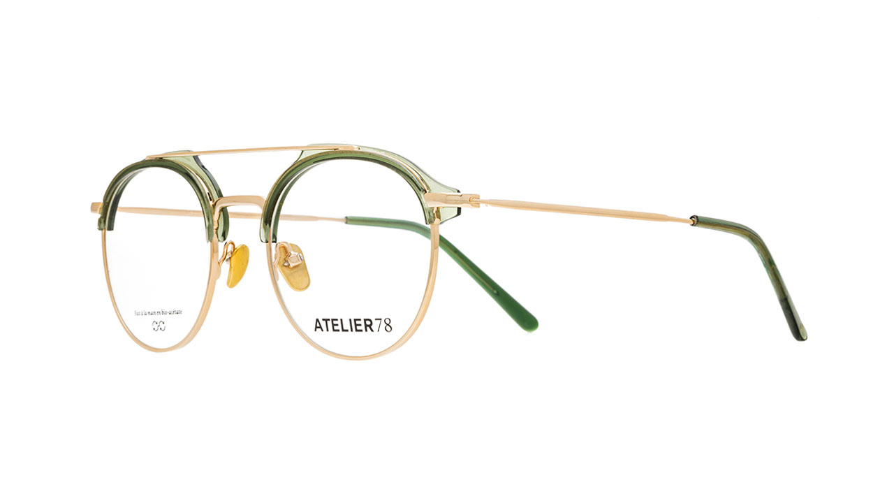 Paire de lunettes de vue Atelier-78 Finca couleur olive - Côté à angle - Doyle