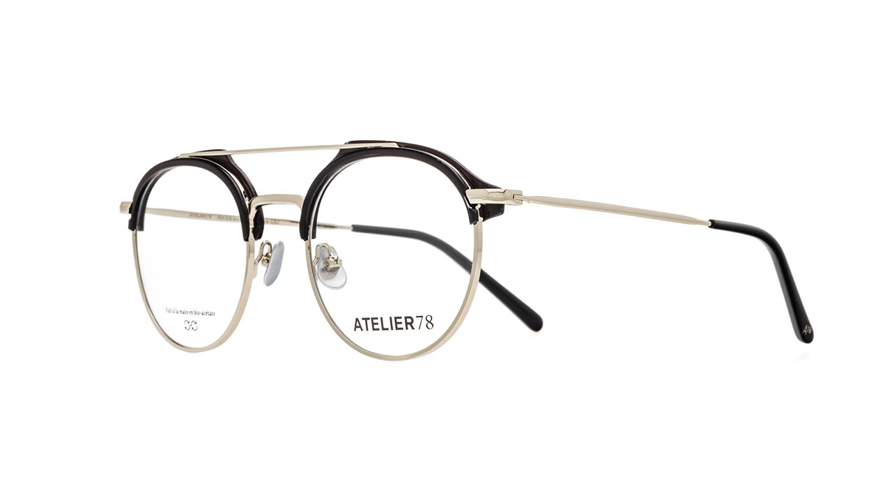 Paire de lunettes de vue Atelier-78 Finca couleur noir or - Côté à angle - Doyle