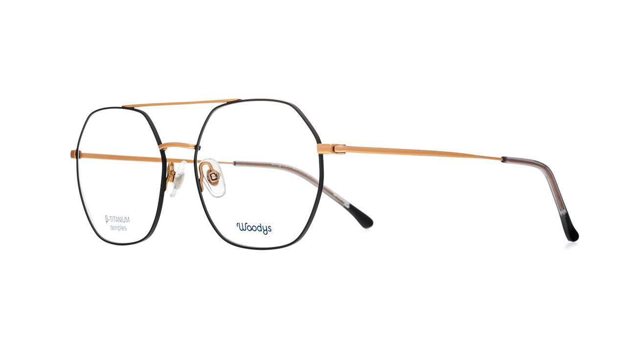 Paire de lunettes de vue Woodys Caslon couleur noir - Côté à angle - Doyle