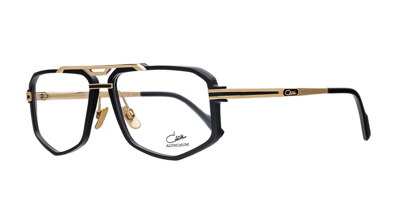 Paire de lunettes de vue Cazal 7106 couleur noir or - Côté à angle - Doyle