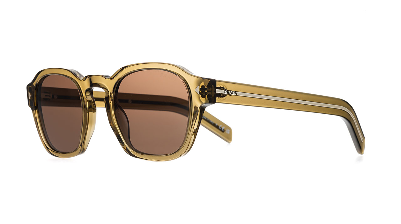 Paire de lunettes de soleil Prada Pra16 /s couleur vert - Côté à angle - Doyle
