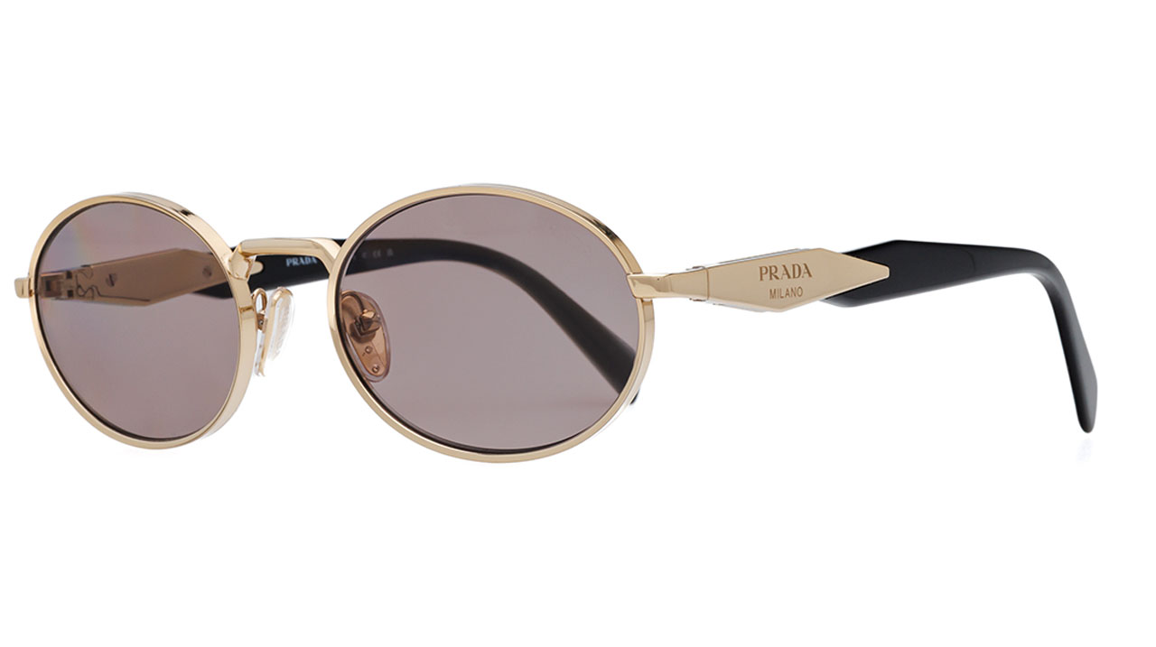 Paire de lunettes de soleil Prada Pr65z /s couleur or - Côté à angle - Doyle