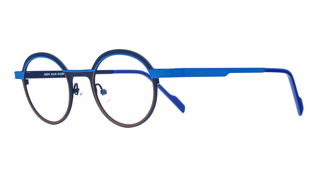 Paire de lunettes de vue Dutz Dz875 couleur bleu - Côté à angle - Doyle