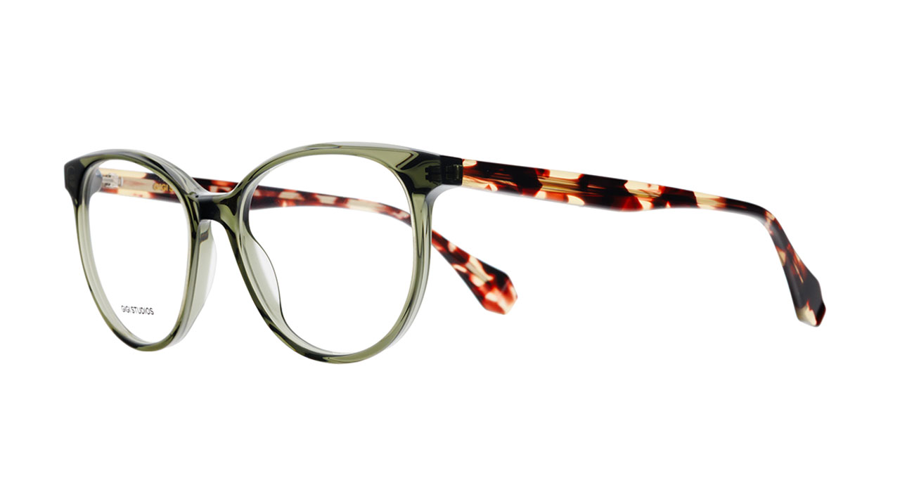 Paire de lunettes de vue Gigi-studios Valerie couleur vert - Côté à angle - Doyle