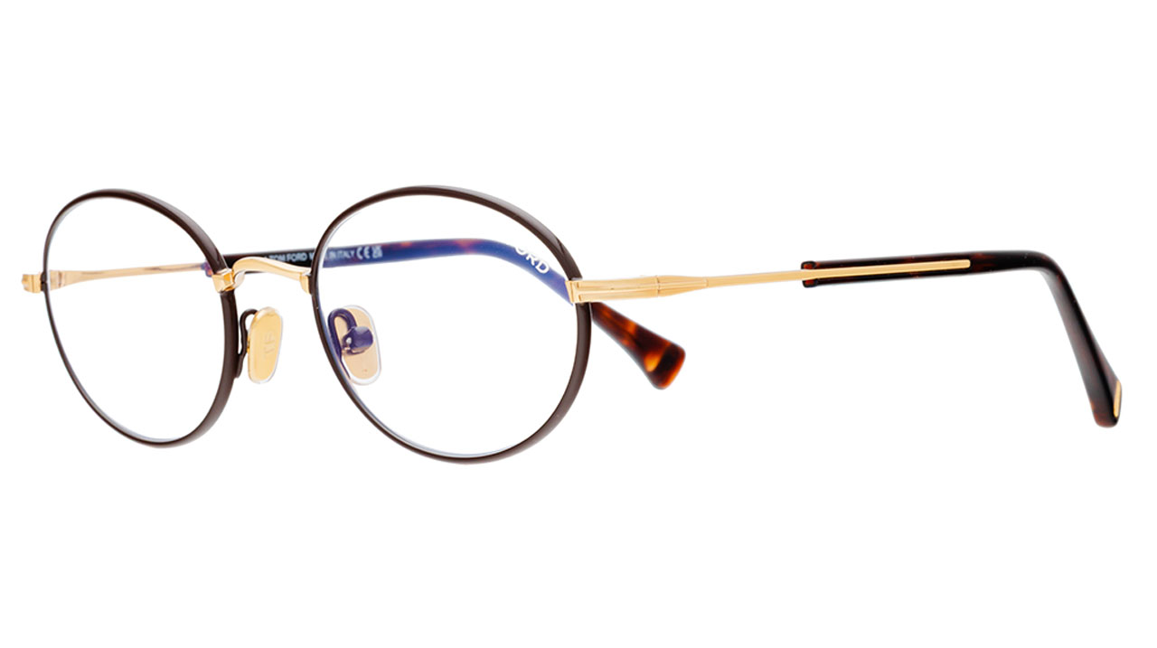 Paire de lunettes de vue Tom-ford Tf5973-b couleur brun - Côté à angle - Doyle