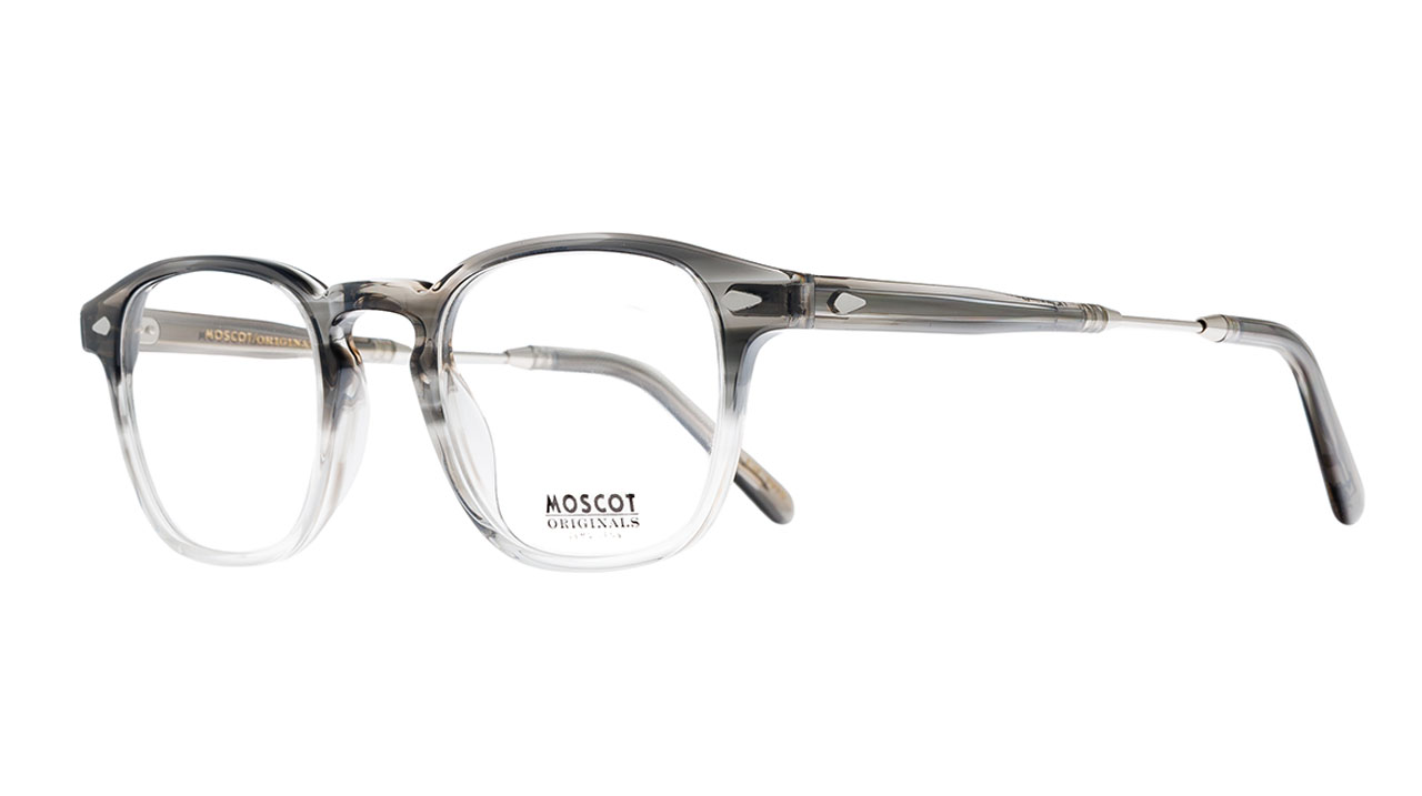 Paire de lunettes de vue Moscot Genug couleur gris - Côté à angle - Doyle