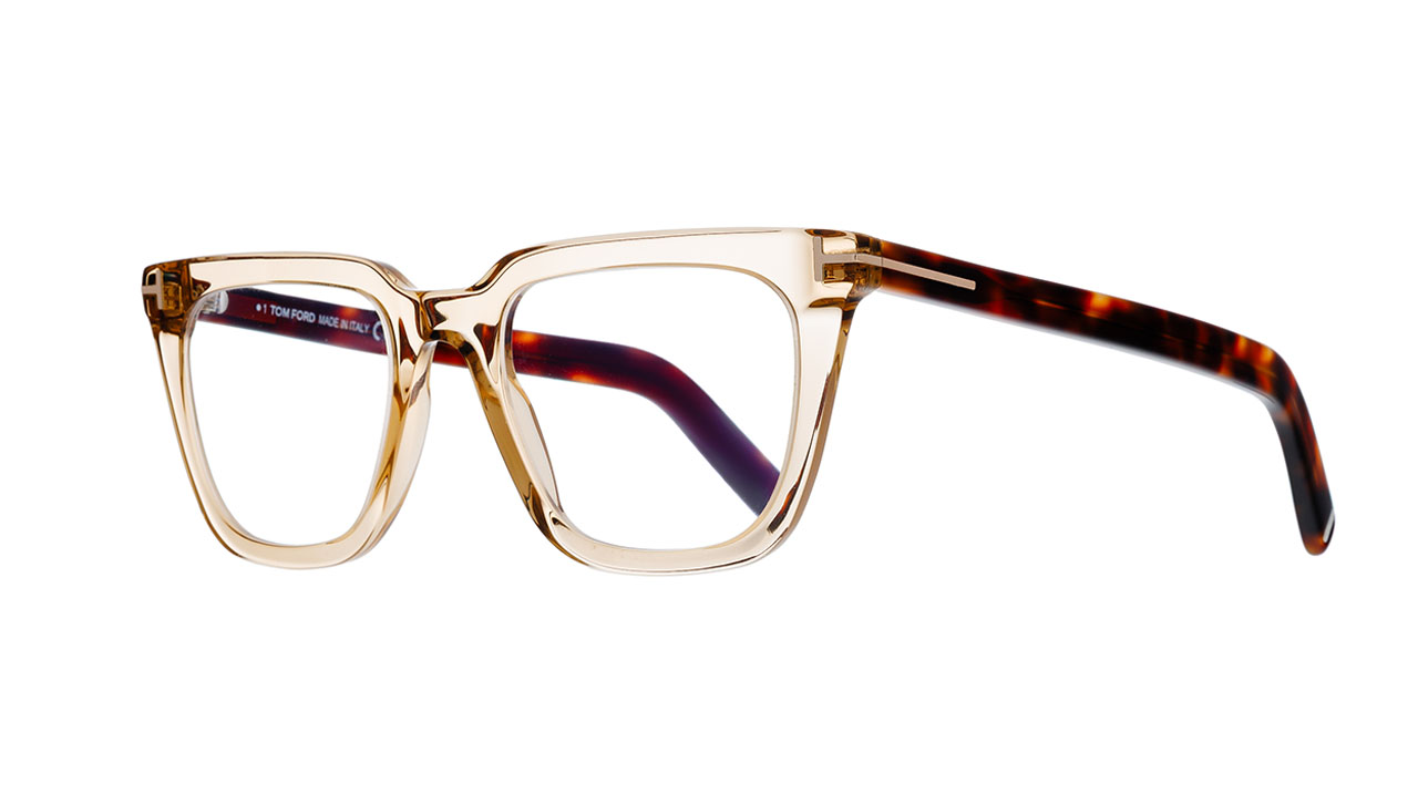 Paire de lunettes de vue Tom-ford Tf5963-b couleur pêche cristal - Côté à angle - Doyle