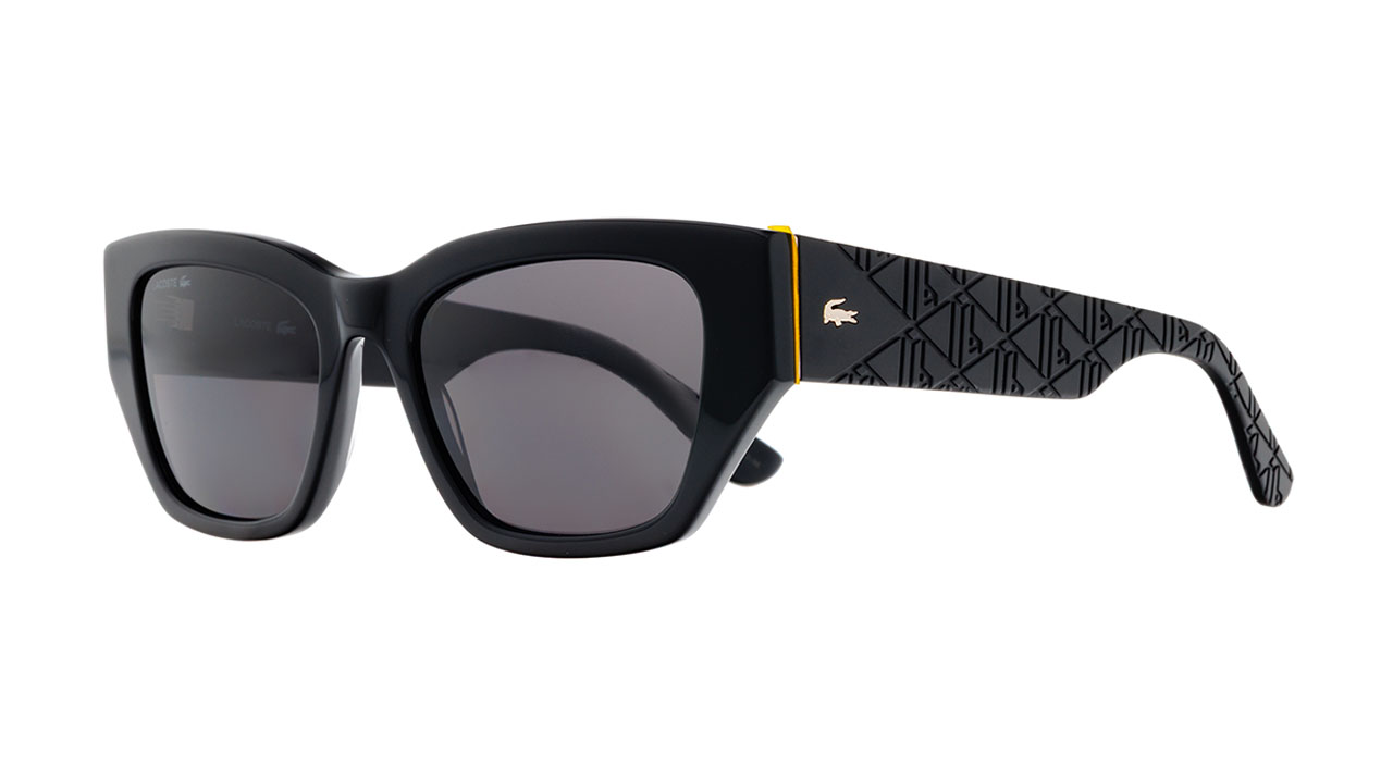 Paire de lunettes de soleil Lacoste L6053s couleur noir - Côté à angle - Doyle