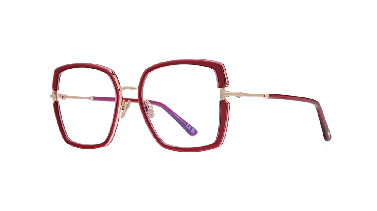 Paire de lunettes de vue Tom-ford Tf5985-b couleur rouge - Côté à angle - Doyle