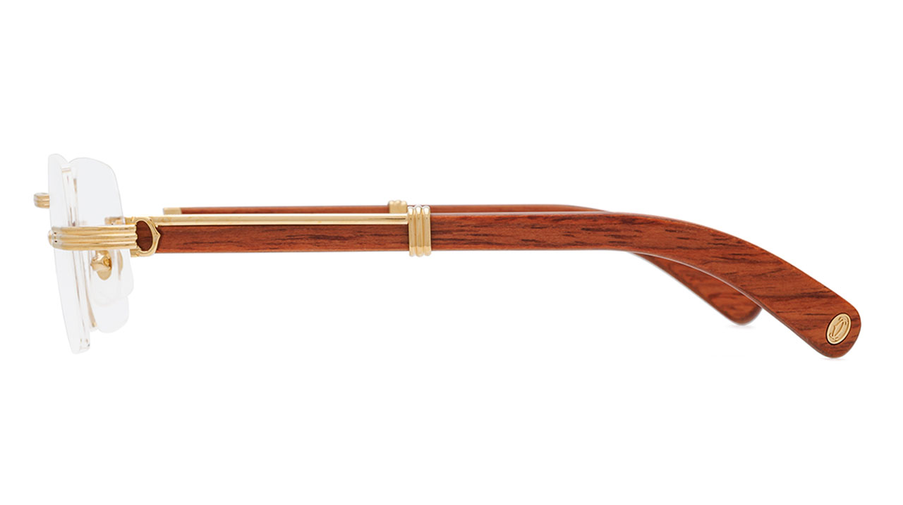 Paire de lunettes de vue Cartier Ct0377o couleur havane or - Côté droit - Doyle