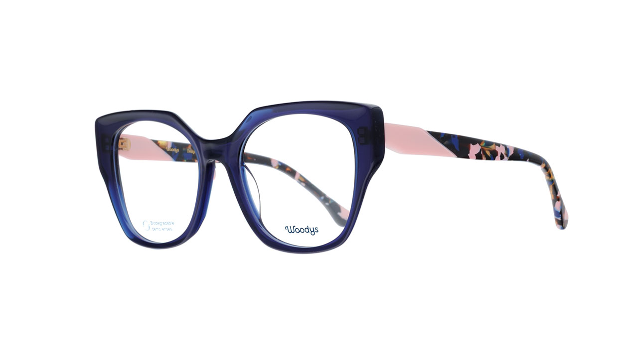 Paire de lunettes de vue Woodys Violet couleur bleu - Côté à angle - Doyle