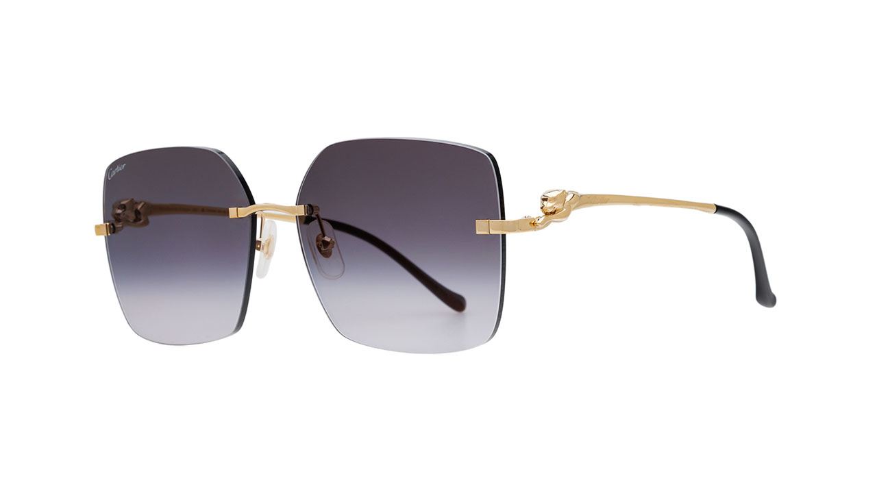 Paire de lunettes de soleil Cartier Ct0359s couleur or - Côté à angle - Doyle