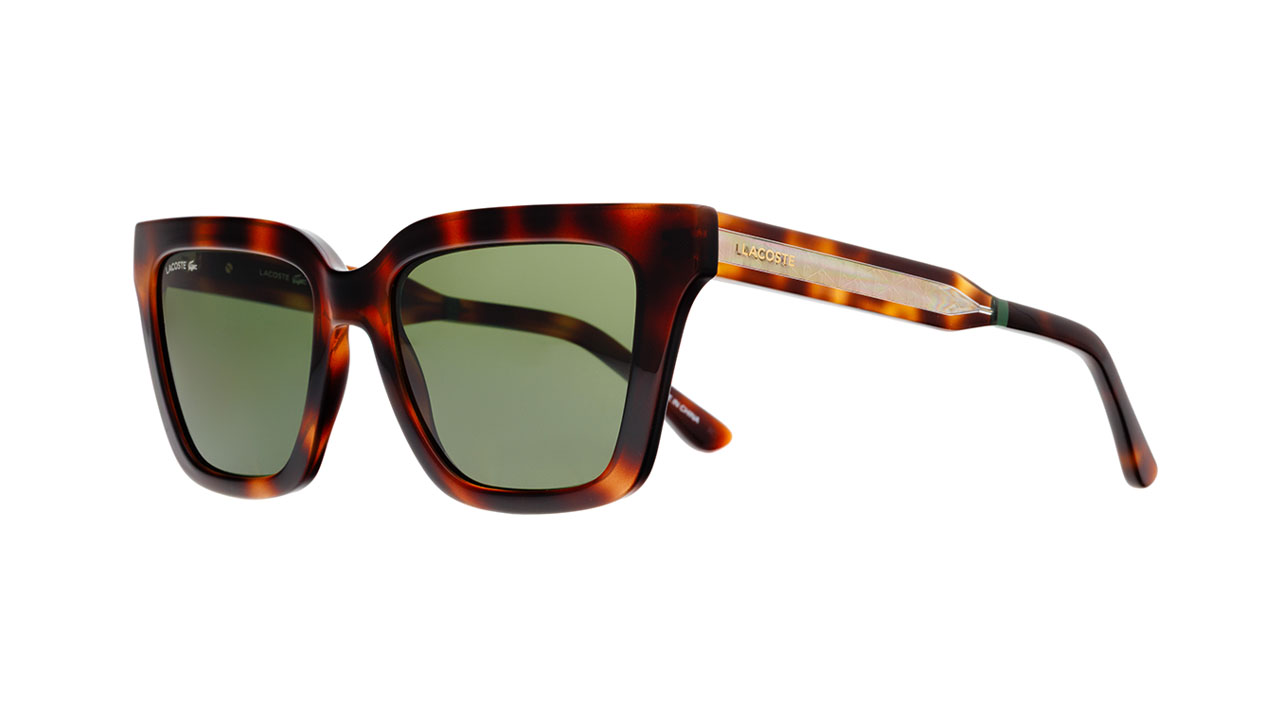 Paire de lunettes de soleil Lacoste L6063s couleur brun - Côté à angle - Doyle