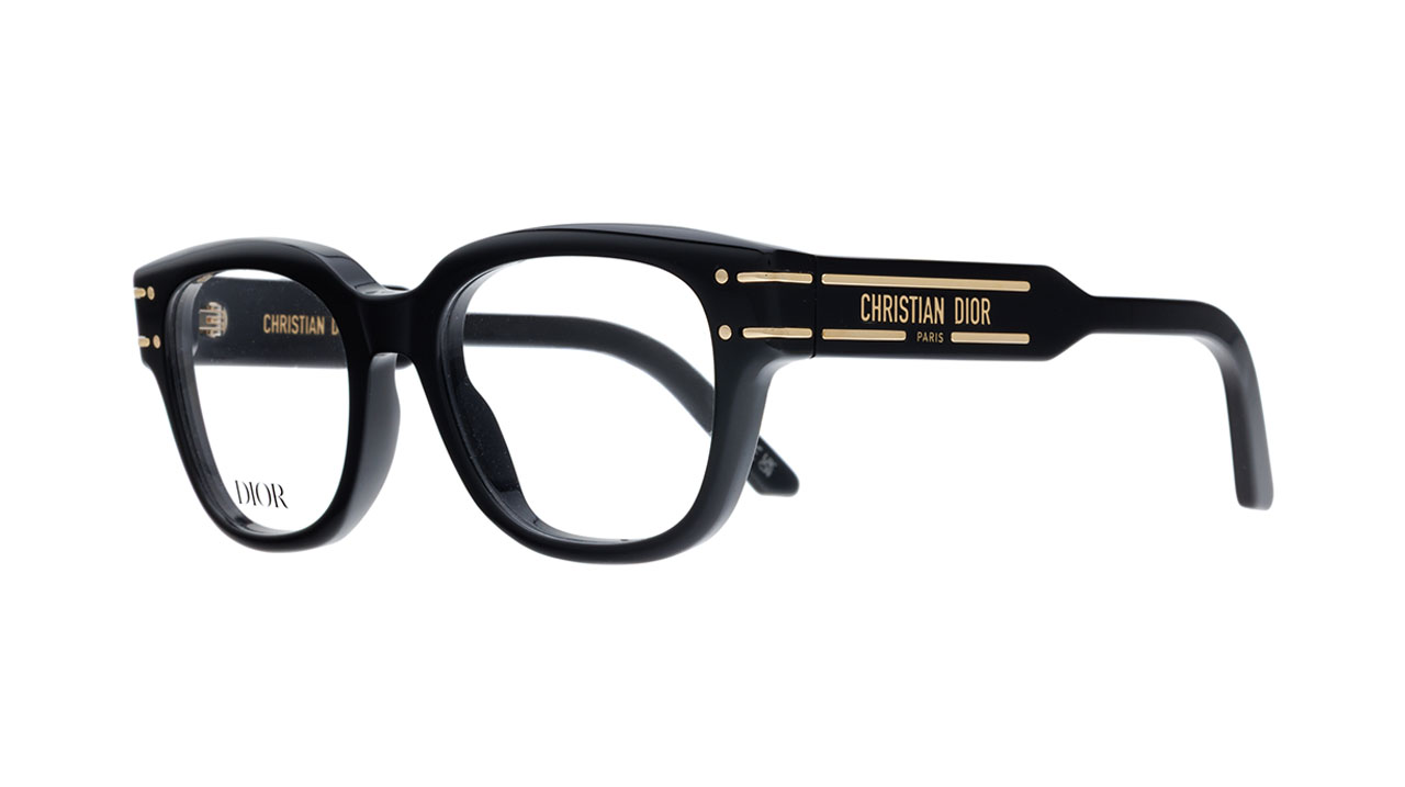 Paire de lunettes de vue Christian-dior Diorsignatureo s6i couleur noir or - Côté à angle - Doyle