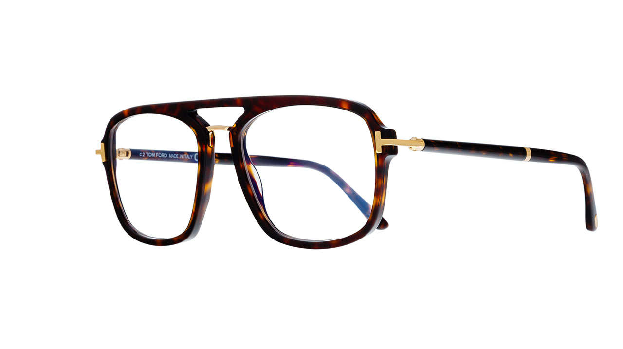 Paire de lunettes de vue Tom-ford Tf6086-b couleur brun - Côté à angle - Doyle