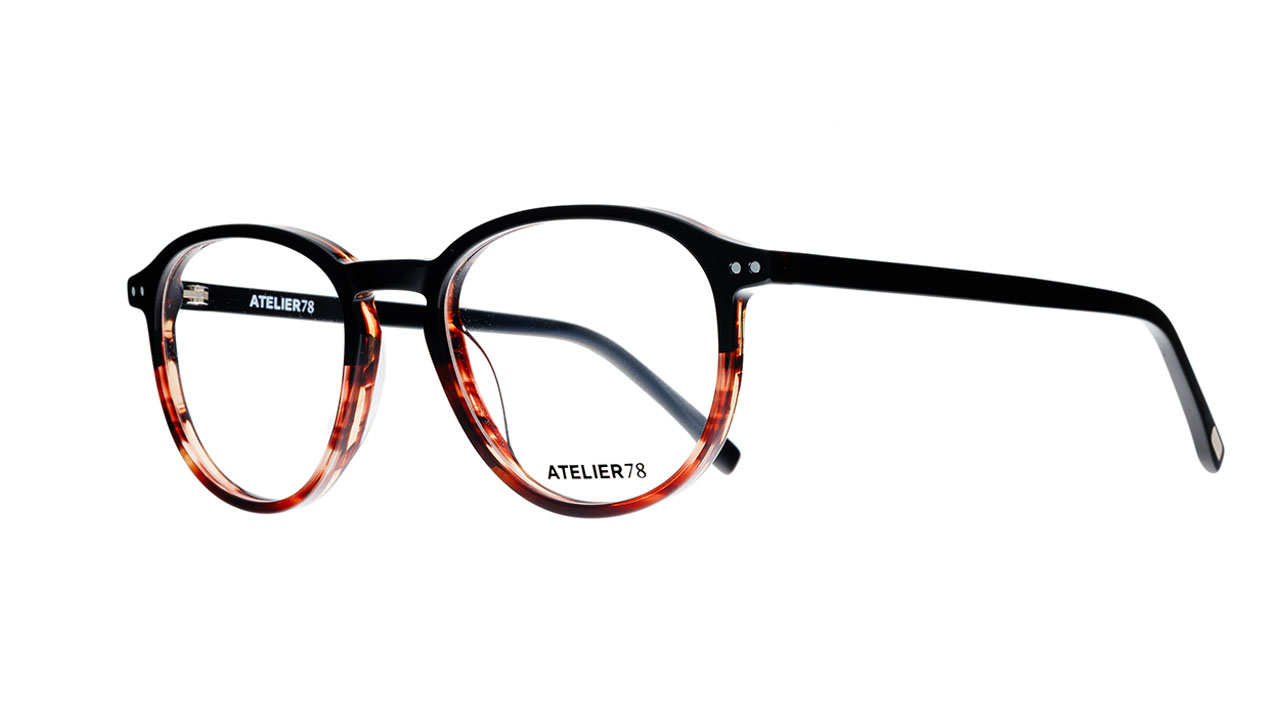 Paire de lunettes de vue Atelier-78 Charles couleur brun - Côté à angle - Doyle