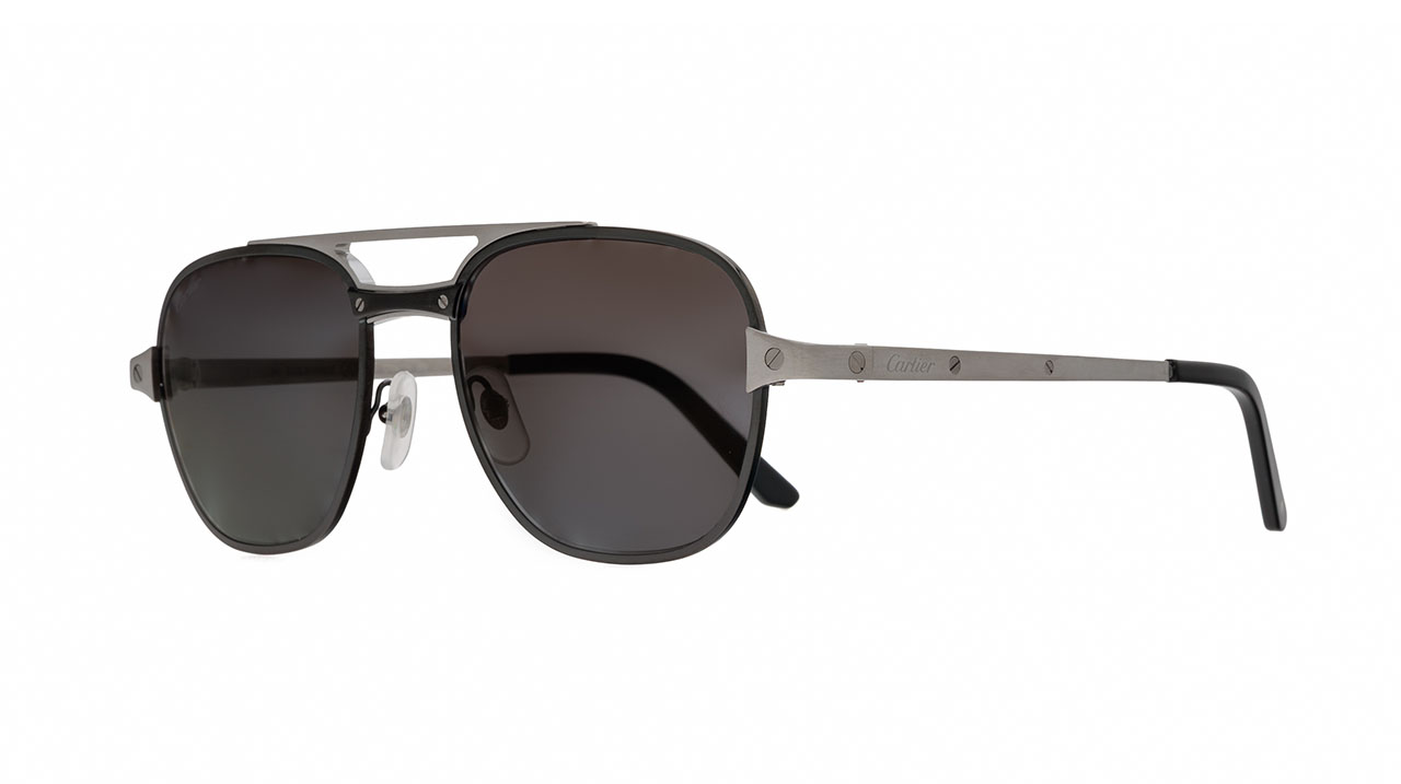 Paire de lunettes de soleil Cartier Ct0477s couleur havane or - Côté à angle - Doyle