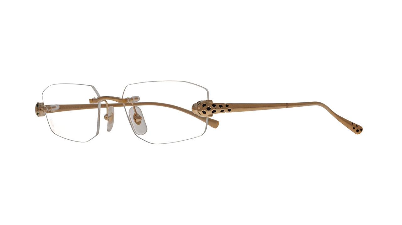 Paire de lunettes de vue Cartier Ct0494o couleur noir or - Côté à angle - Doyle