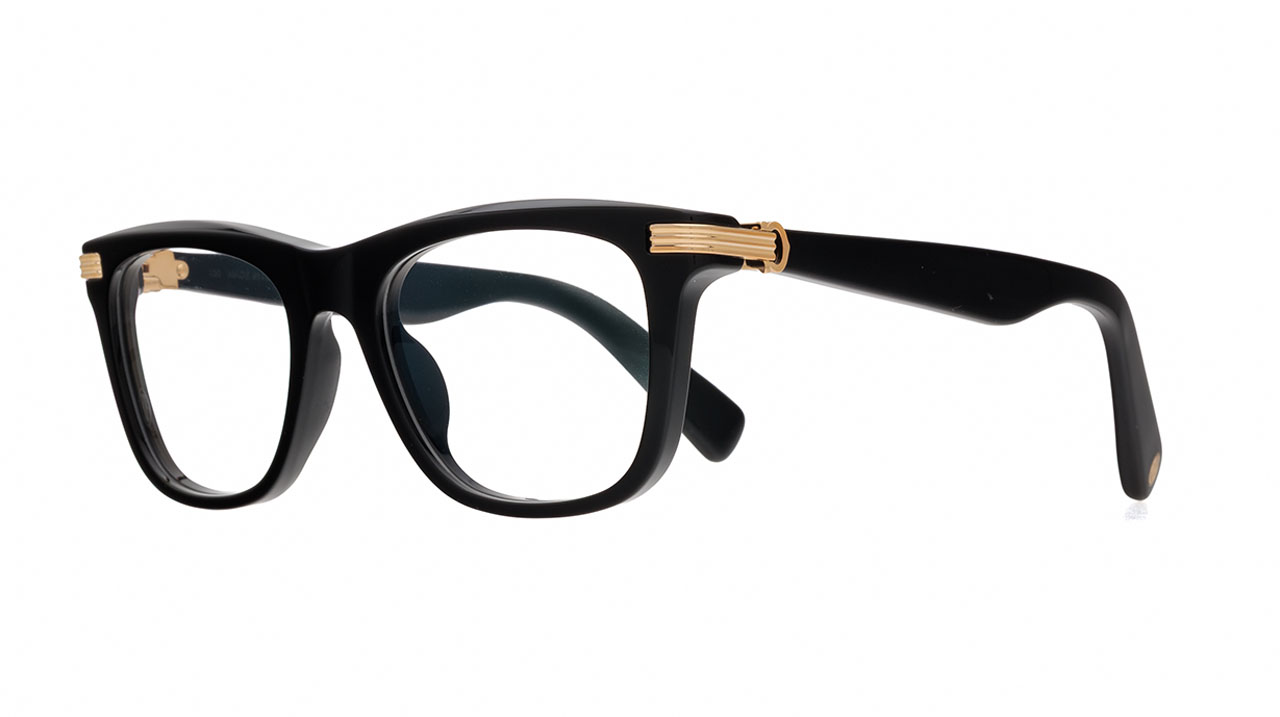 Paire de lunettes de vue Cartier Ct05580o couleur noir or - Côté à angle - Doyle