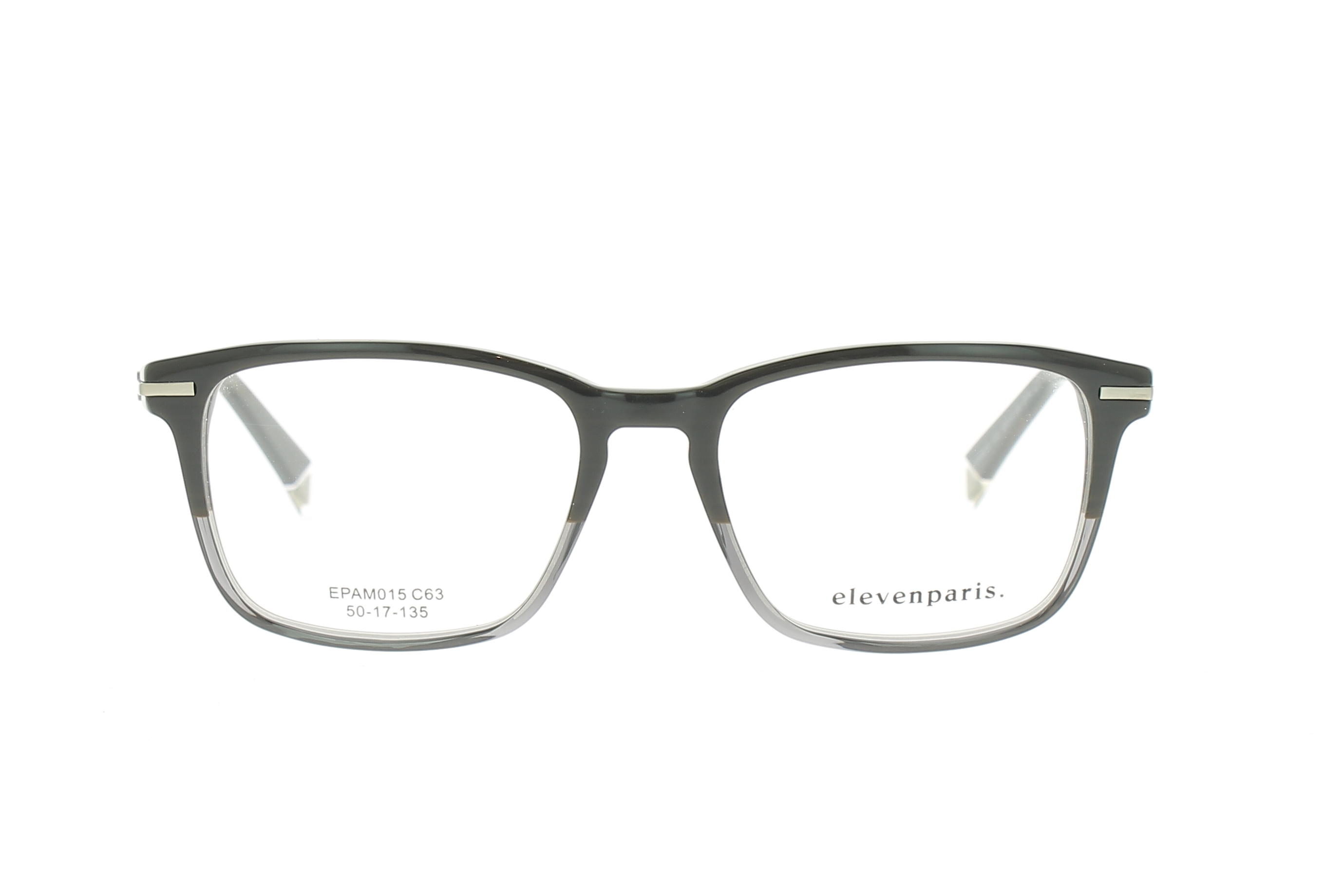 Paire de lunettes de vue Elevenparis Epam015 couleur gris - Côté à angle - Doyle