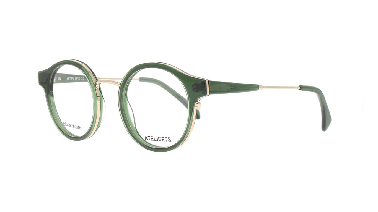 Paire de lunettes de vue Atelier78 Bahia couleur vert - Côté à angle - Doyle