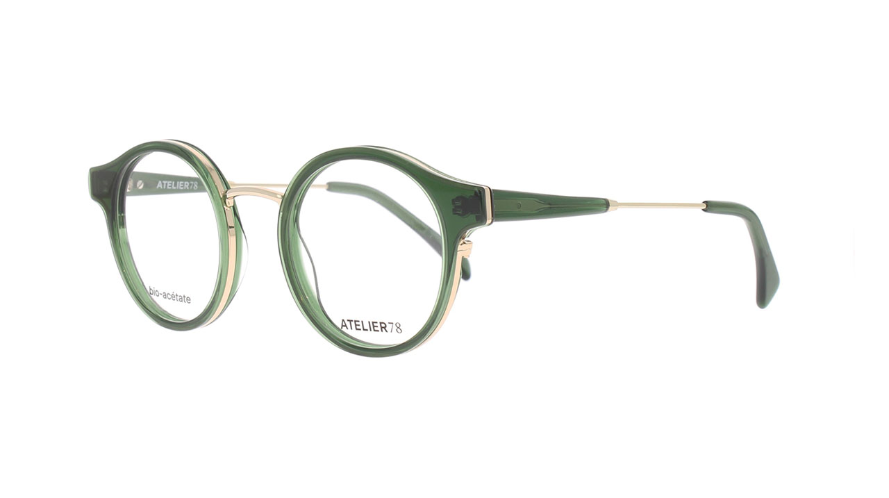 Paire de lunettes de vue Atelier-78 Bahia couleur vert - Côté à angle - Doyle