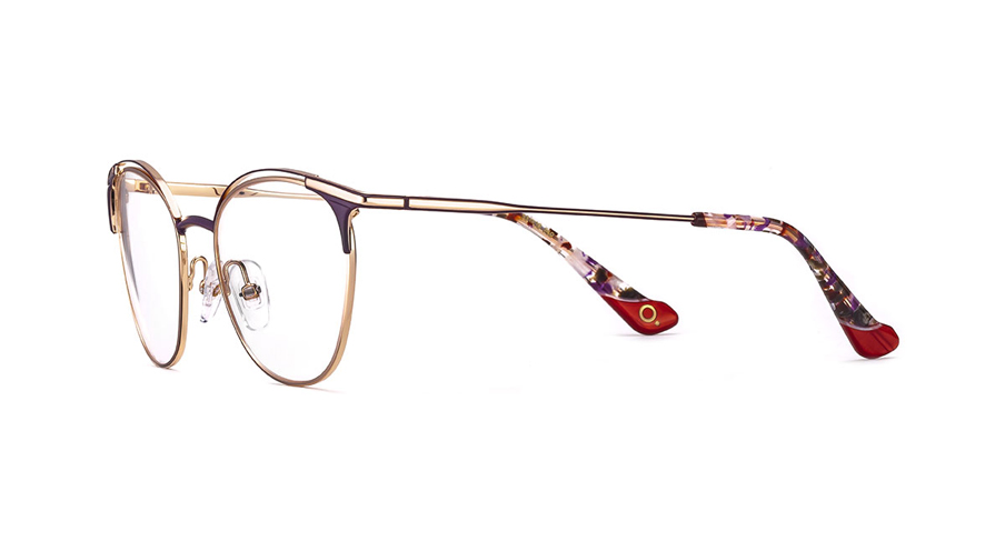 Paire de lunettes de vue Etnia-barcelona Vesoul couleur or rose - Côté à angle - Doyle
