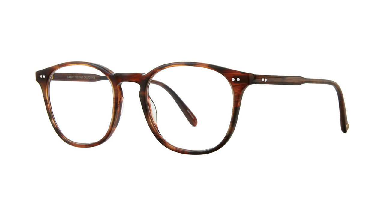 Paire de lunettes de vue Garrett-leight Justice couleur rouge - Côté à angle - Doyle