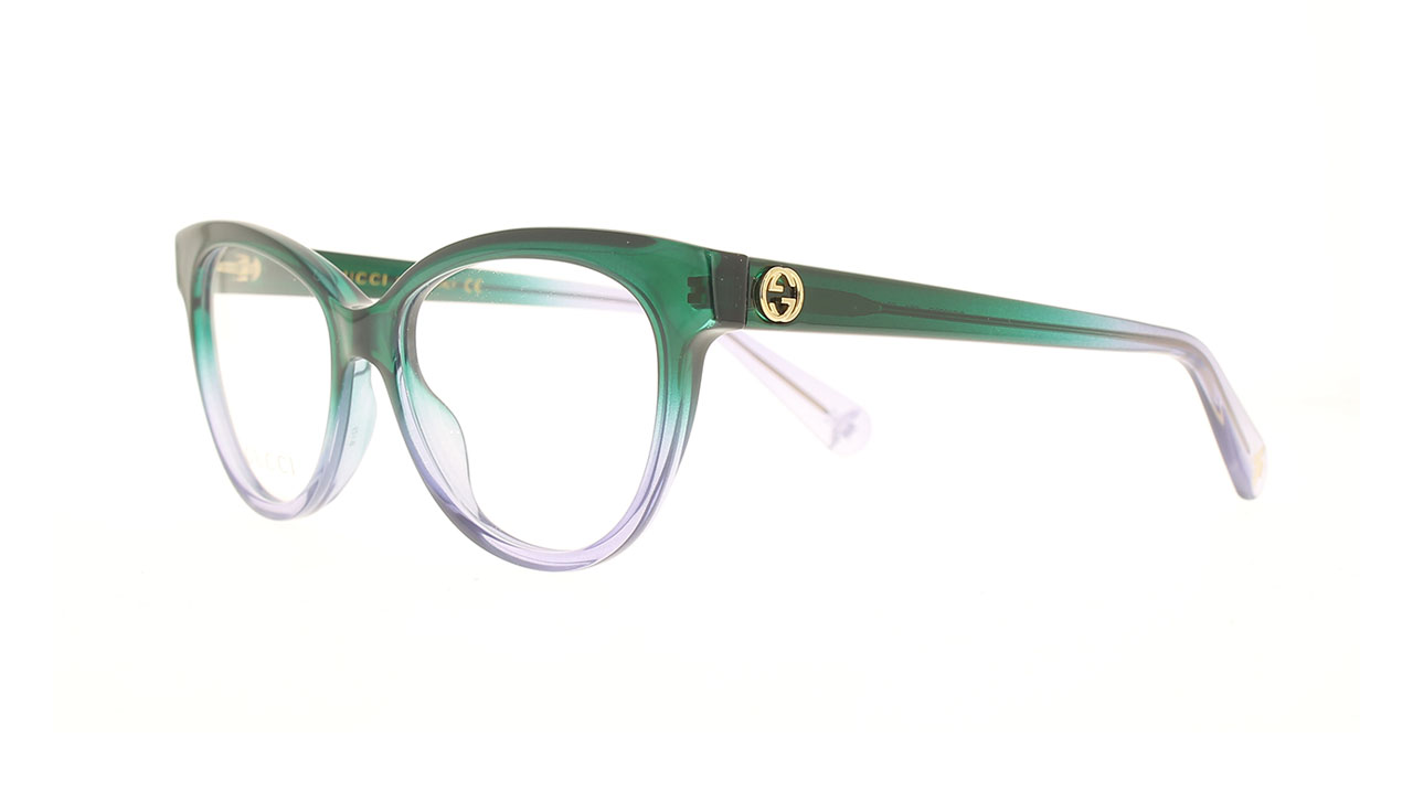 Paire de lunettes de vue Gucci Gg0373o couleur vert - Côté à angle - Doyle