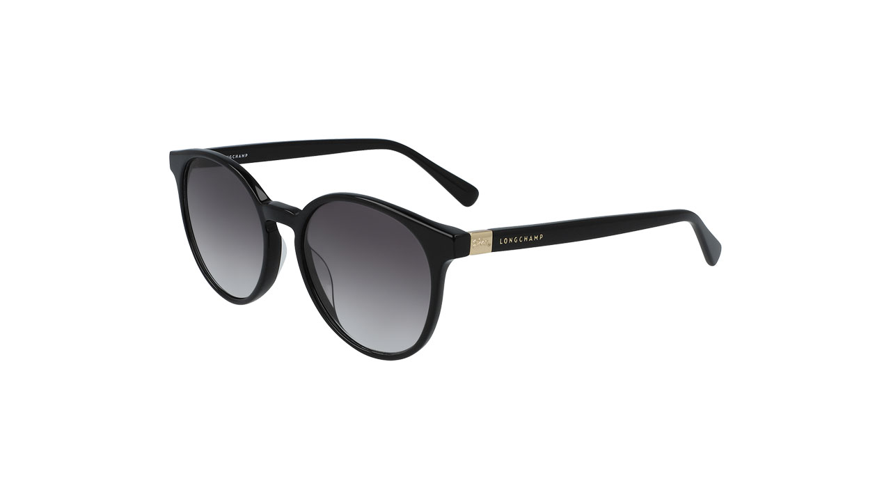 Paire de lunettes de soleil Longchamp Lo658s couleur noir - Côté à angle - Doyle