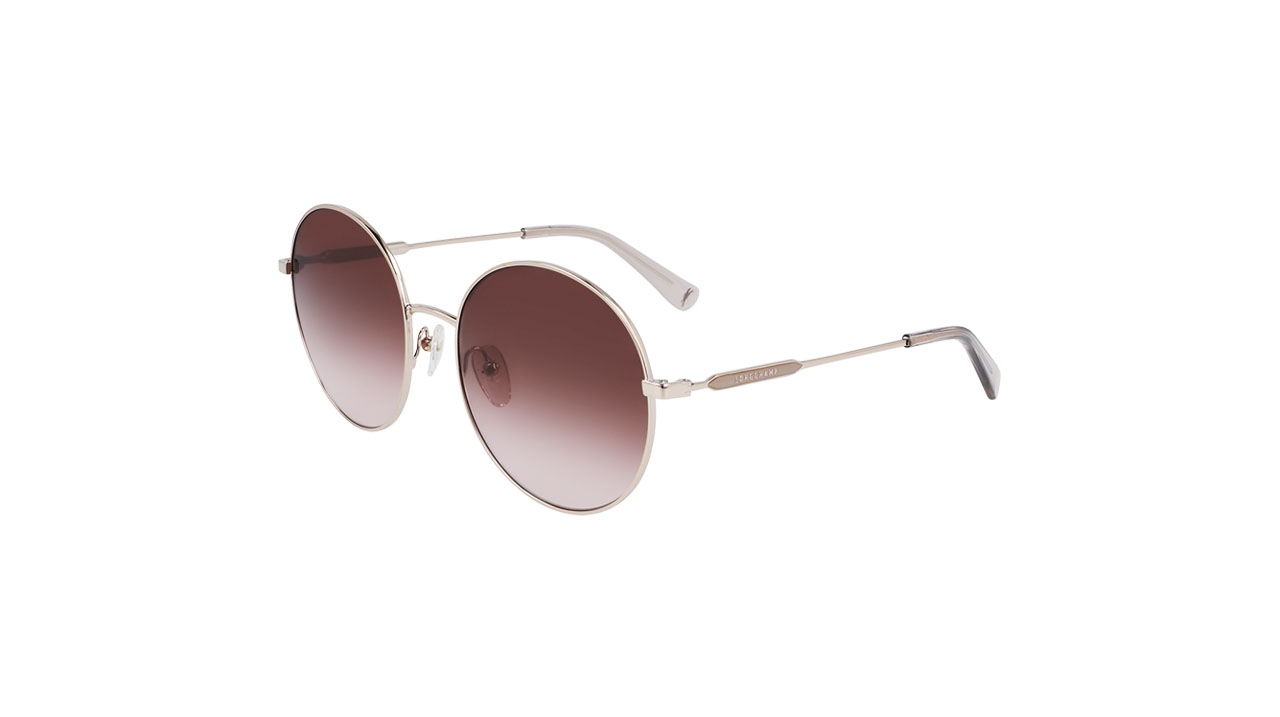 Paire de lunettes de soleil Longchamp Lo143s couleur or rose - Côté à angle - Doyle