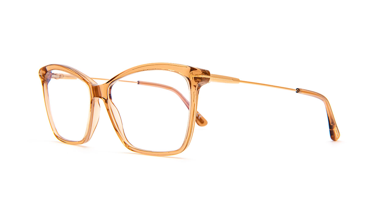 Paire de lunettes de vue Tom-ford Tf5687-b couleur pêche cristal - Côté à angle - Doyle