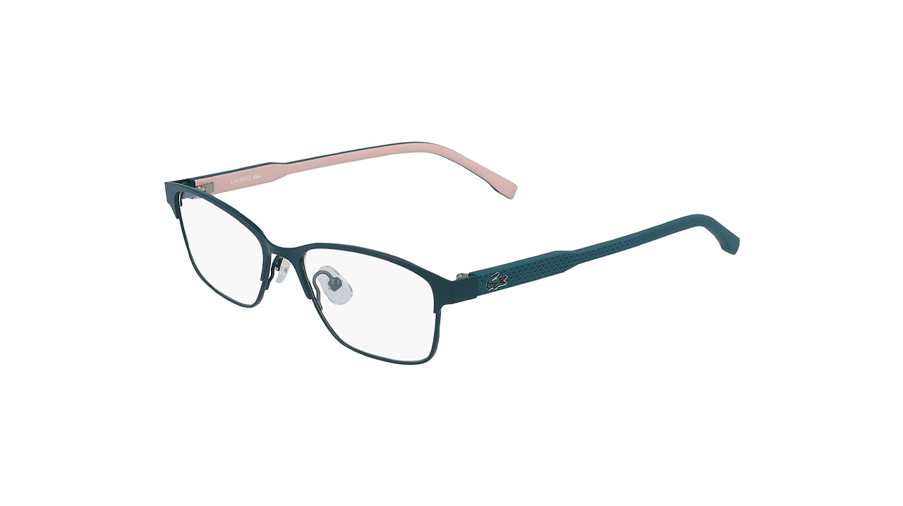 Paire de lunettes de vue Lacoste-junior L3109 couleur vert - Côté à angle - Doyle