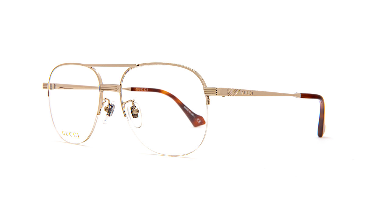 Paire de lunettes de vue Gucci Gg0745o couleur or - Côté à angle - Doyle