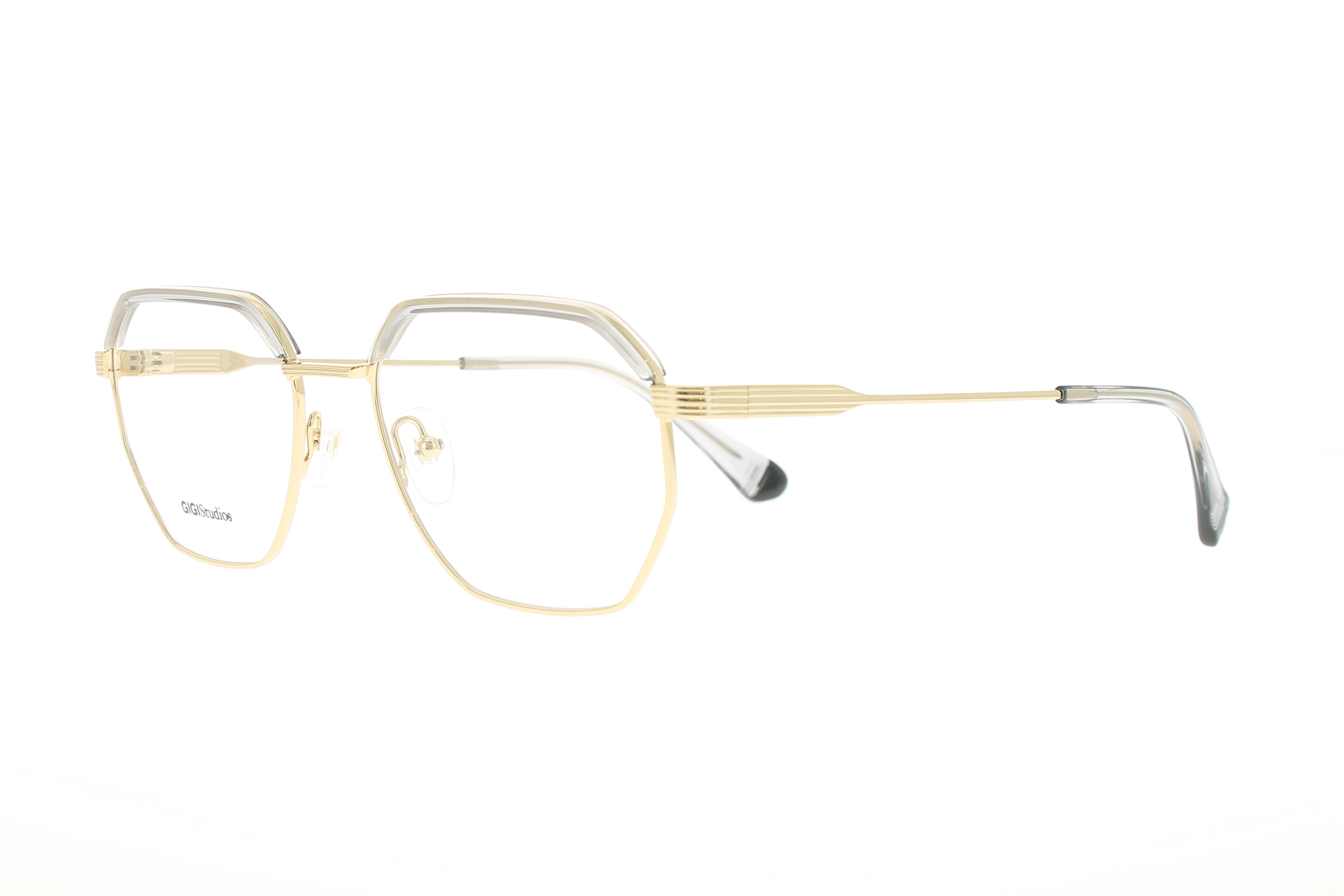 Paire de lunettes de vue Gigi-studios Young couleur or - Côté à angle - Doyle
