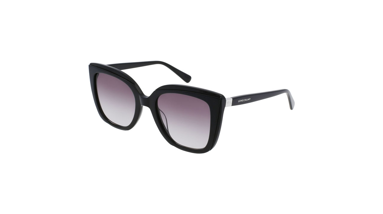 Paire de lunettes de soleil Longchamp Lo689s couleur noir - Côté à angle - Doyle