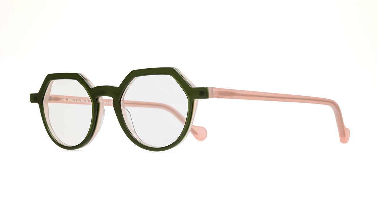 Paire de lunettes de vue Anne-et-valentin Ayo couleur vert - Côté à angle - Doyle