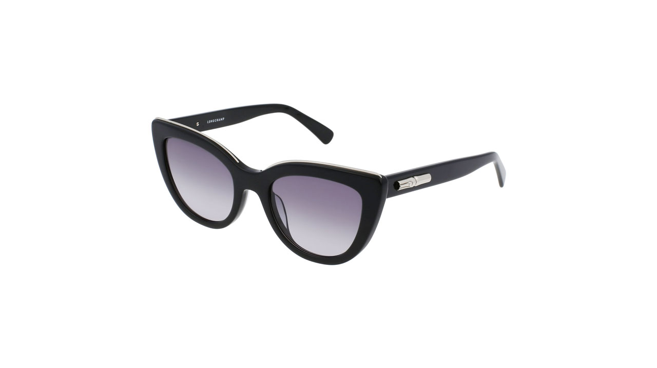 Paire de lunettes de soleil Longchamp Lo686s couleur noir - Côté à angle - Doyle