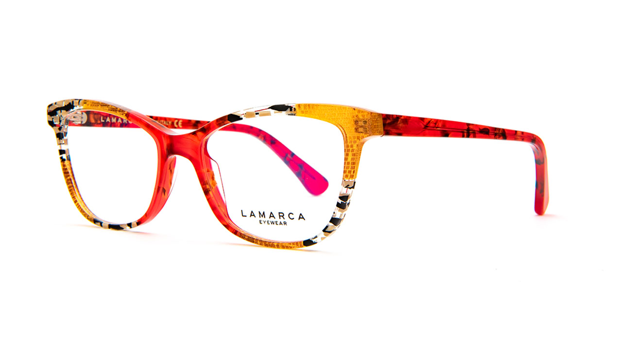 Paire de lunettes de vue Lamarca Mosaico 97 couleur rouge - Côté à angle - Doyle