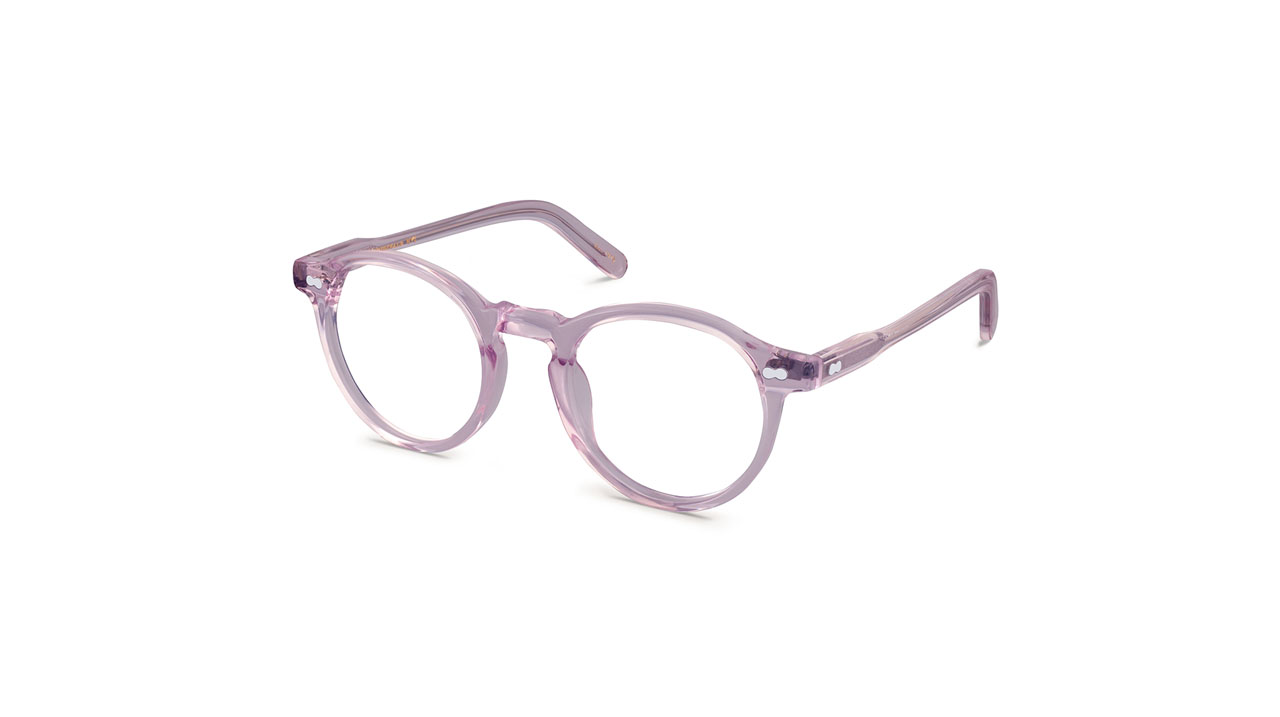 Paire de lunettes de vue Moscot Miltzen couleur rose - Côté à angle - Doyle
