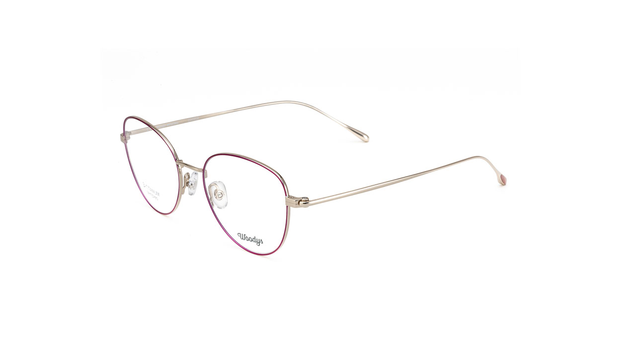 Paire de lunettes de vue Woodys Mau couleur rose - Côté à angle - Doyle