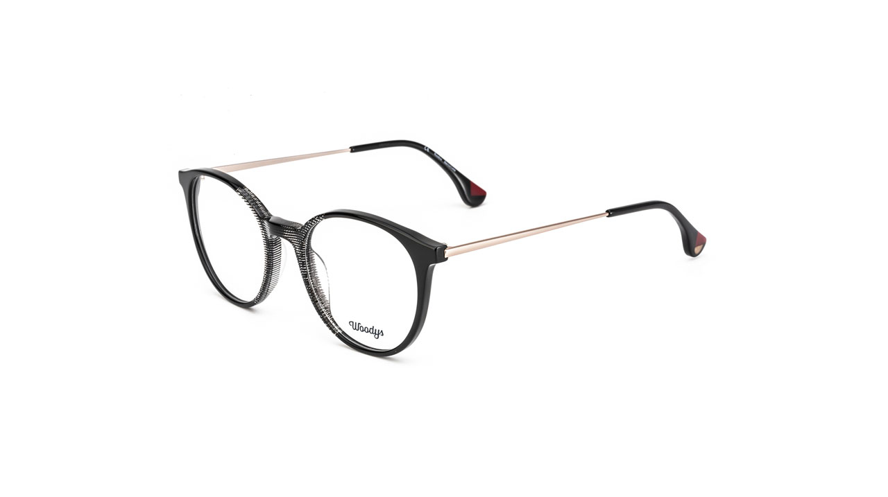 Paire de lunettes de vue Woodys Tamarin couleur noir - Côté à angle - Doyle