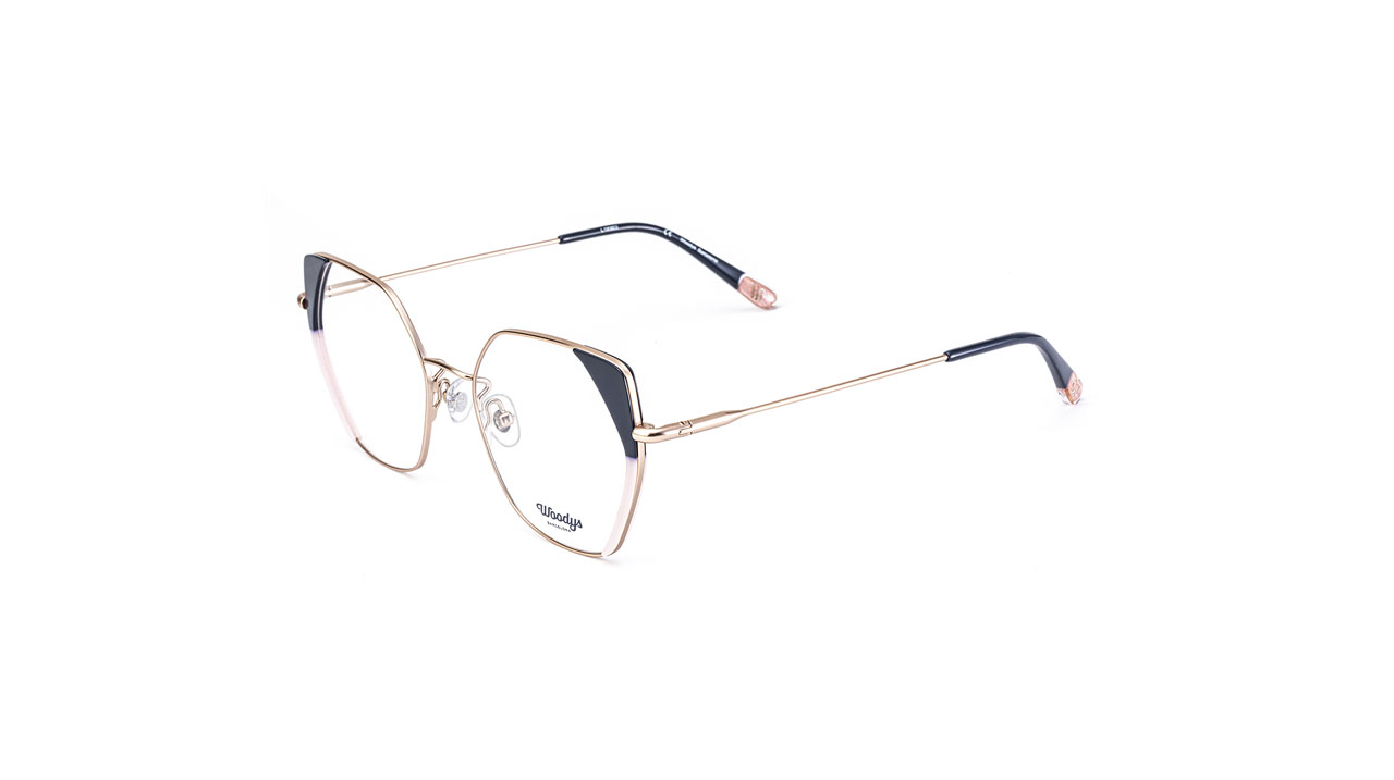 Paire de lunettes de vue Woodys Zebra couleur or rose - Côté à angle - Doyle