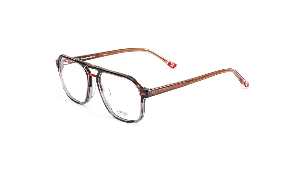 Paire de lunettes de vue Woodys Bauman couleur gris - Côté à angle - Doyle