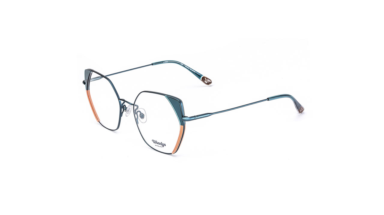 Paire de lunettes de vue Woodys Zebra couleur bleu - Côté à angle - Doyle